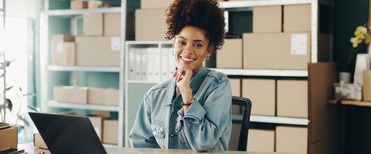 Image of A woman entrepreneur turning her extra backroom space into a delivery fulfillment center.
