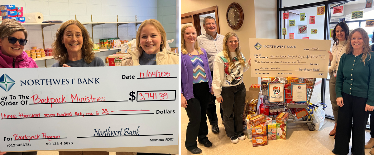 Image of Okoboji and Spirit Lake Staff Delivering their Items Collected from The Backpack Program