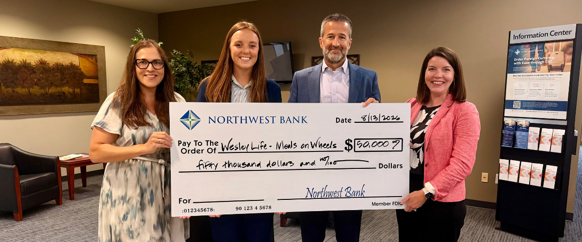 Image of Northwest Bank donating 50,000 to WesleyLife Meals on Wheels