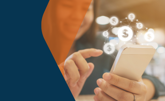 Image Of A Woman On Her Phone Looking At Getting $100 When You Bank With Us.