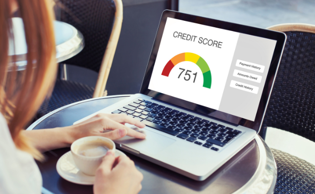 Credit Score Showing On Computer Screen