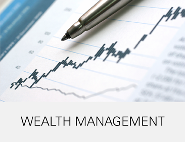 Image of a pen on a market graphic stating Wealth Management