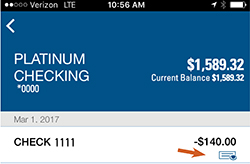 Image of check icon in mobile banking